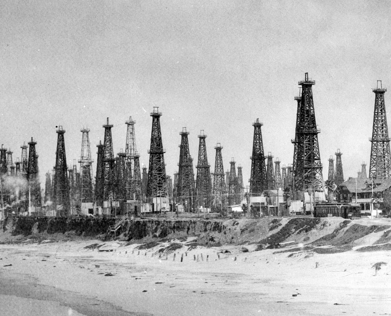 View up the coast from the Huntington Beach Pier, 1926. Photo courtesy Orange County Archives